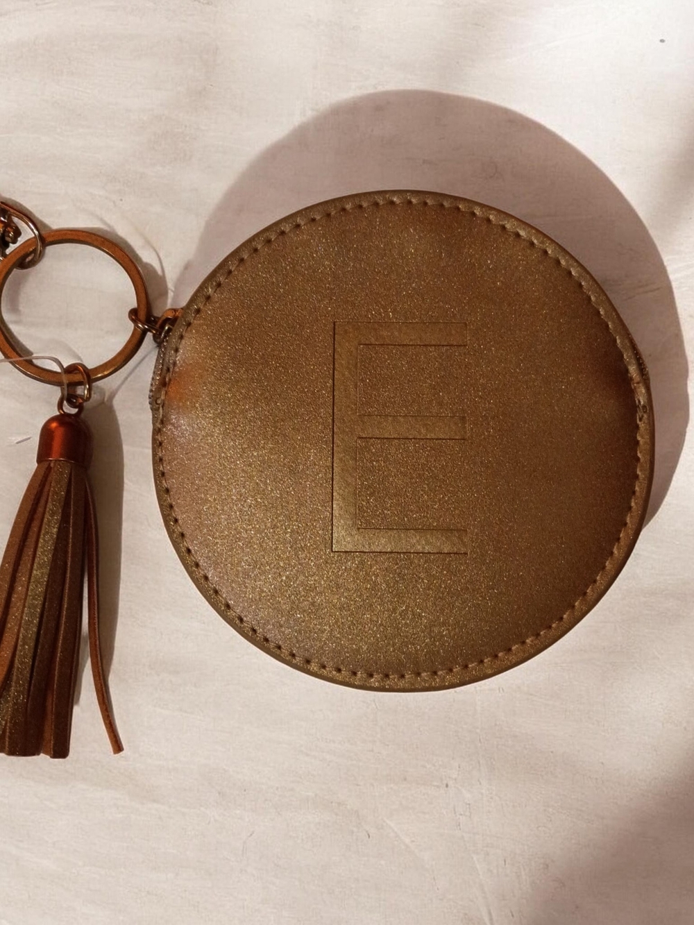 Monogram E Round Coin Purse Keychain - Brown